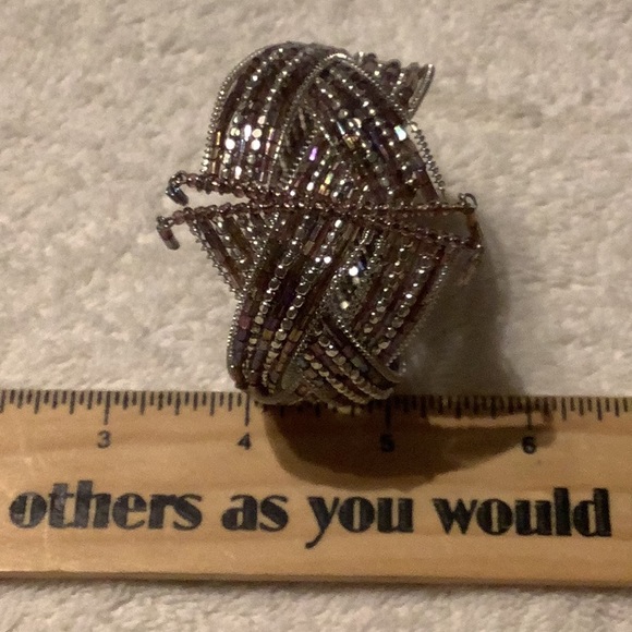 🌹21 strands of wire beaded bracelet cuff silver - Picture 5 of 5